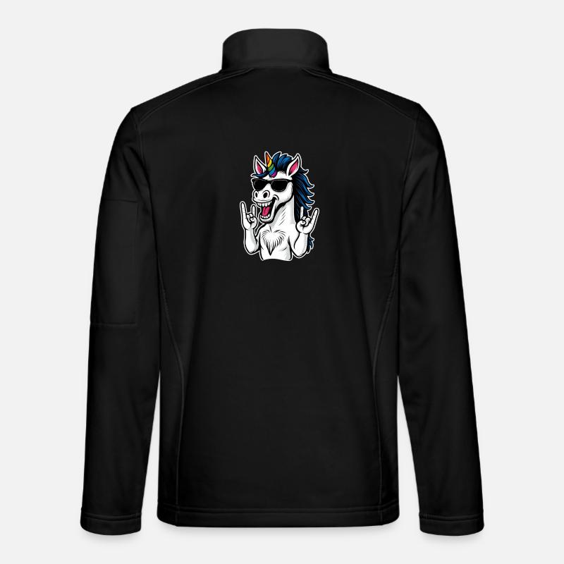 Rockendes Einhorn mit Sonnenbrille LGBT - Unisex Softshelljacke - Schwarz