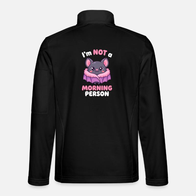 Cute Bat I'm Not a Morning Person - Unisex Softshell Jacket - black