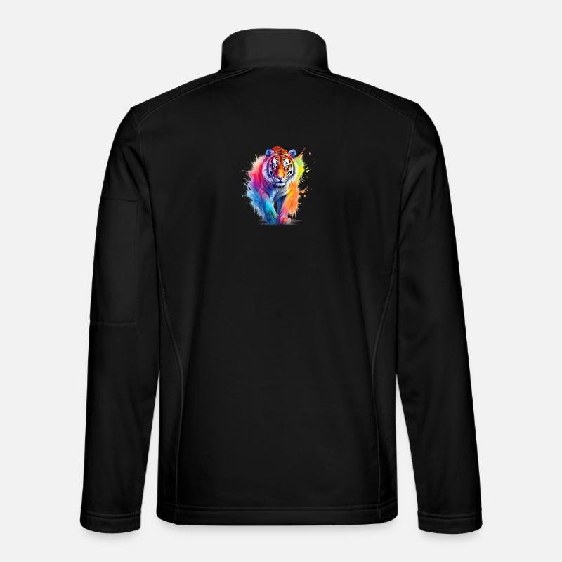 Regenbogen Tiger im Aquarell-Farbsplash.Look Unisex Softshelljacke