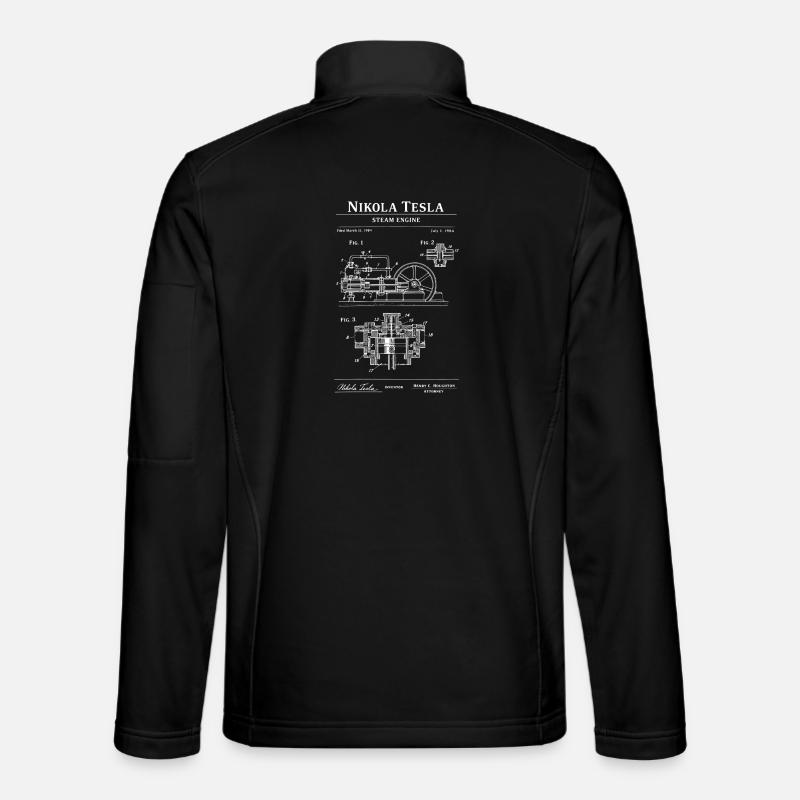 Steam Engine Blueprint - Unisex Softshell Jacket - black
