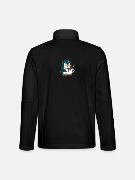 Koffein-Pinguin: Eiskalt & Hochgefahren - Unisex Softshell Jacket - black