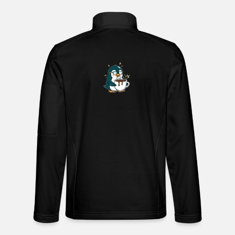 Koffein-Pinguin: Eiskalt & Hochgefahren - Unisex Softshell Jacket - black