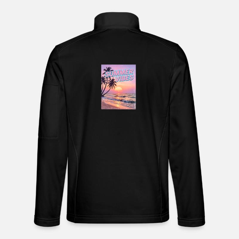 Summer Vibes Retro Sunset Beach - Unisex Softshell Jacket - black