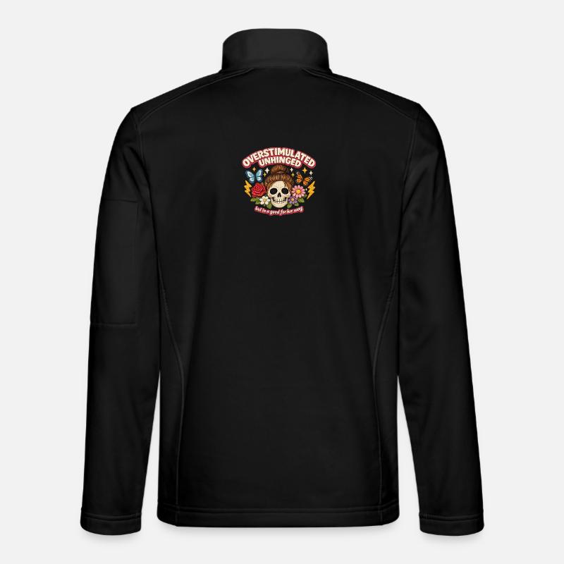 Overstimulated Unhinged Skull Patch Gift - Unisex Softshell Jacket - black