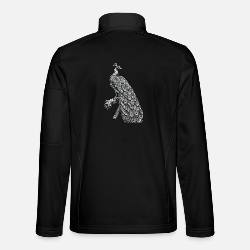 Peacock Lace on Black - Unisex Softshell Jacket - black