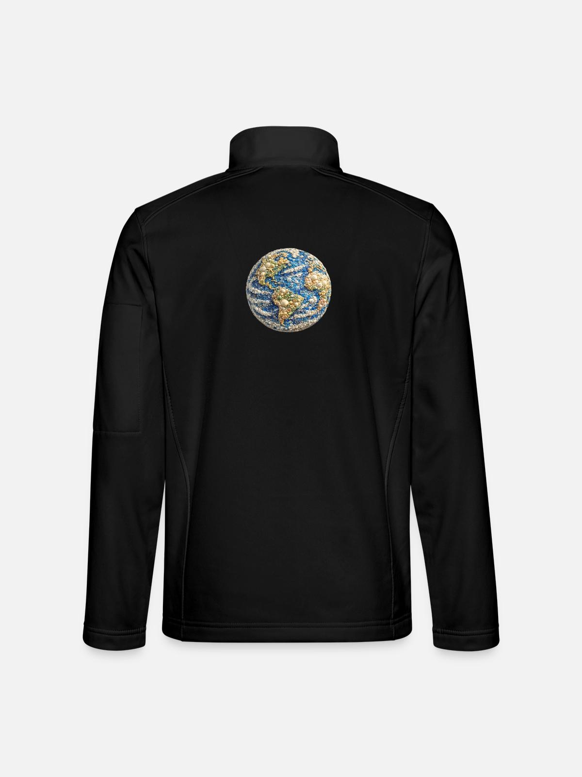Shell Mosaic Earth Globe - Unisex Softshell Jacket - black - Back