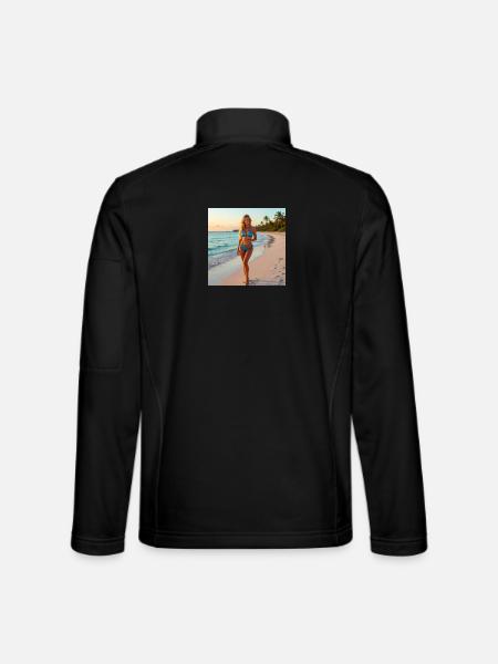Bikini bleu sur une plage tropicale - Veste en tissu softshell Unisexe - noir