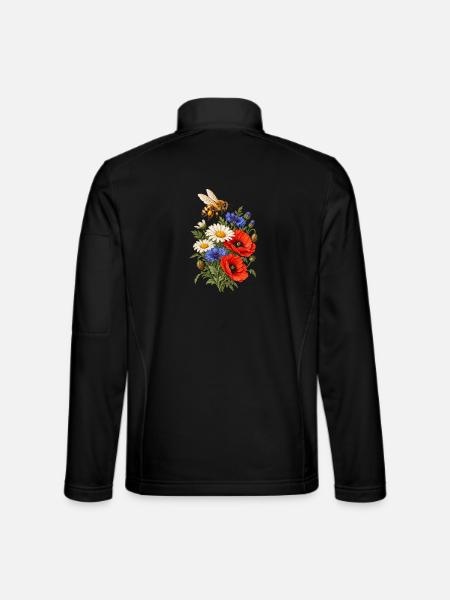 Biene zwischen Wildblumen Naturgarten - Unisex Softshelljacke - Schwarz - Hinten