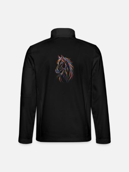 Mehrfarbiges Pferd – Bleistiftporträt - Unisex Softshelljacke - Schwarz