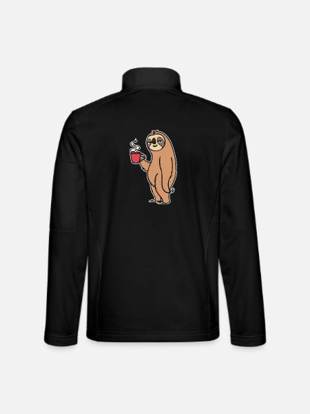 Animal Late Riser Sloth Mammal Lazy Tired - Unisex Softshell Jacket - black - Back