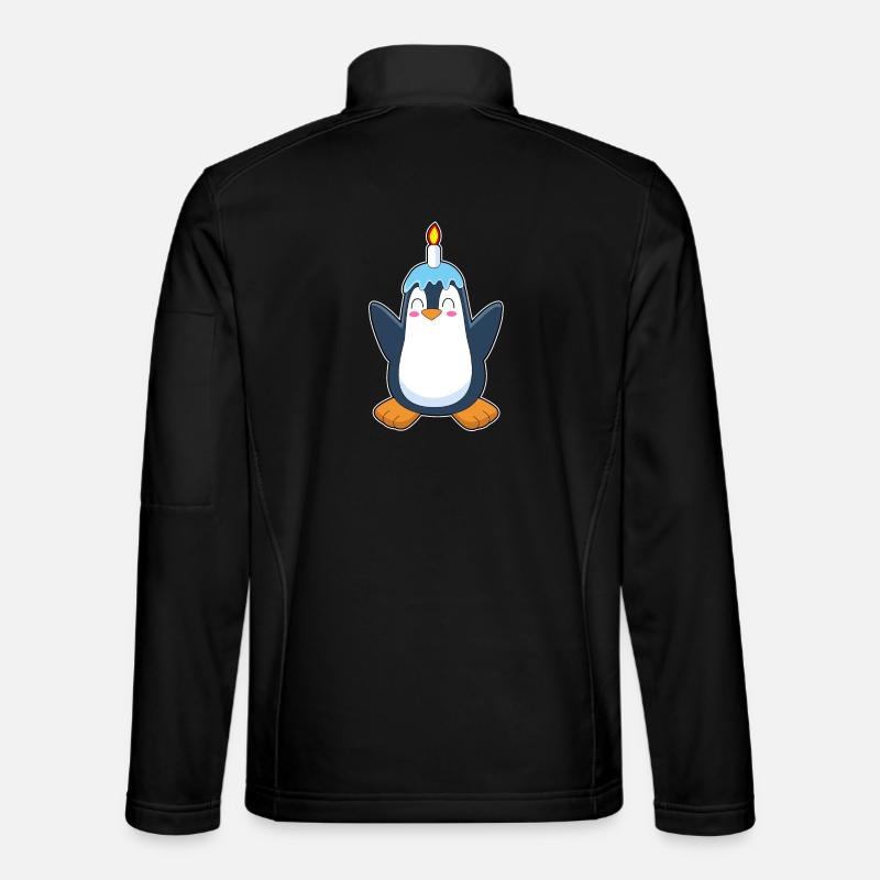 Penguin Birthday Candle - Unisex Softshell Jacket - black