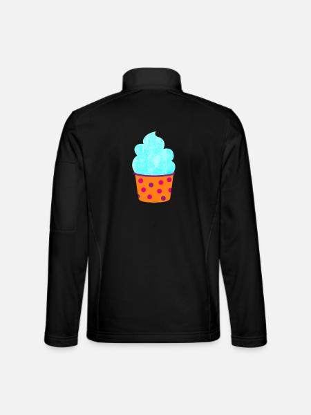 Eis Eiskrem Icecream Cup Dots Muffin Punkte süß - Unisex Softshelljacke - Schwarz - Hinten