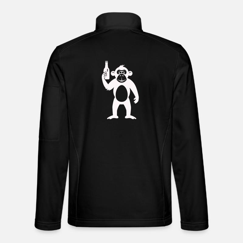 Humorous monkey with bottle - Unisex Softshell Jacket - black