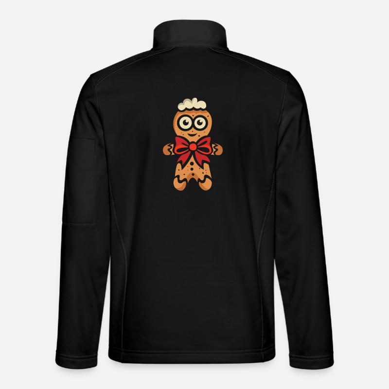 Gingerbread man with red ribbon - Unisex Softshell Jacket - black