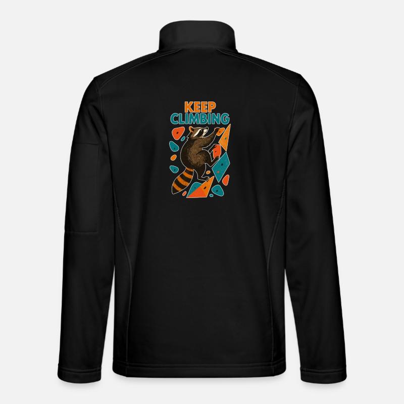 Bouldering Raccoon Keep Climbing Motivation - Unisex Softshell Jacket - black