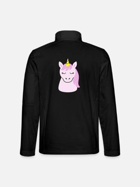Süßes Einhorn mit geschlossenen Augen - Unisex Softshelljacke - Schwarz - Hinten