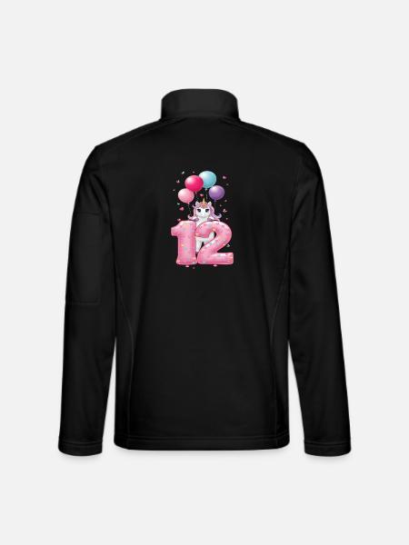 12 Years Girl Cute Unicorn 12th Birthday - Unisex Softshell Jacket - black