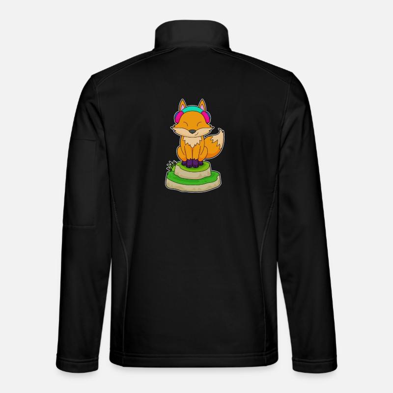 Fuchs Kopfhörer Musik - Unisex Softshelljacke - Schwarz