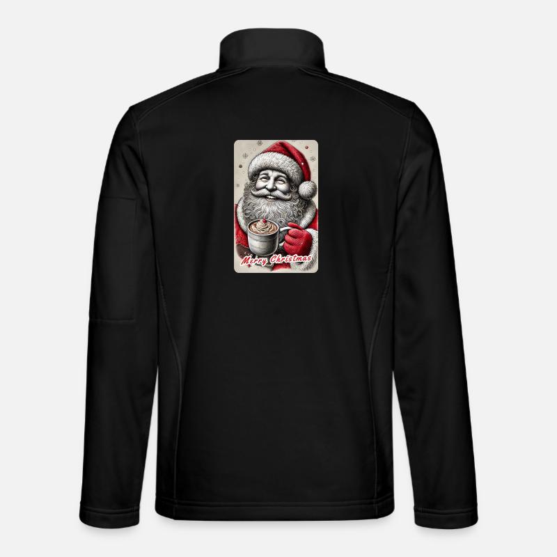 Joyeux Père Noël avec chocolat chaud Veste en tissu softshell Unisexe