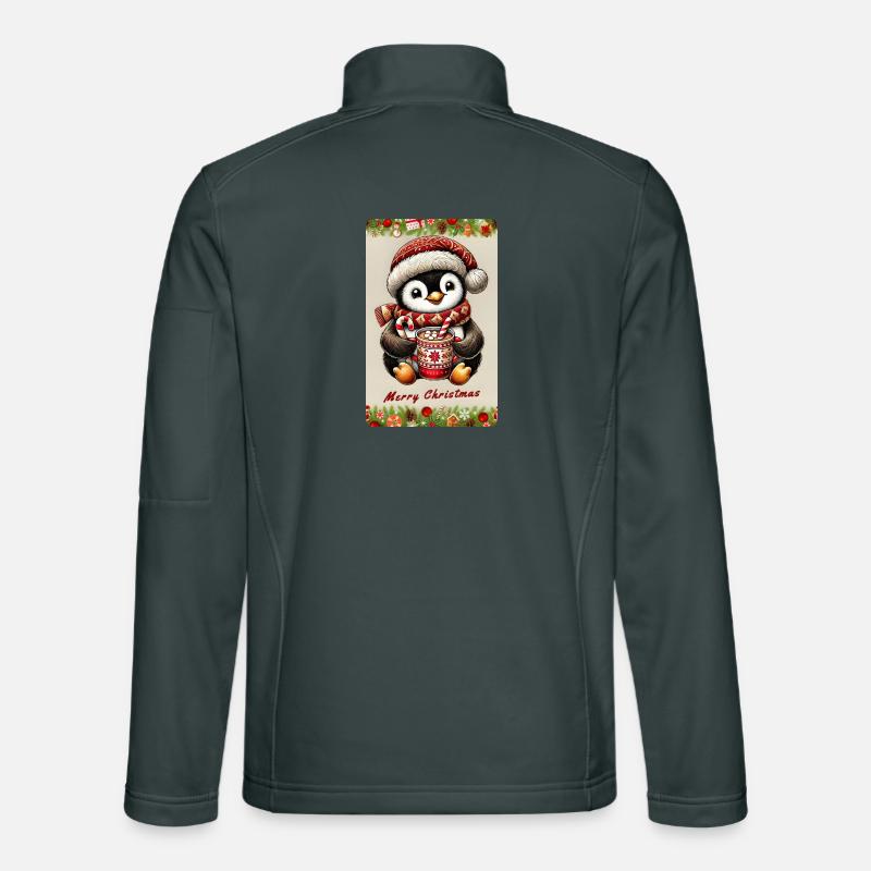 Pingouin de Noël au chocolat chaud Veste en tissu softshell Unisexe