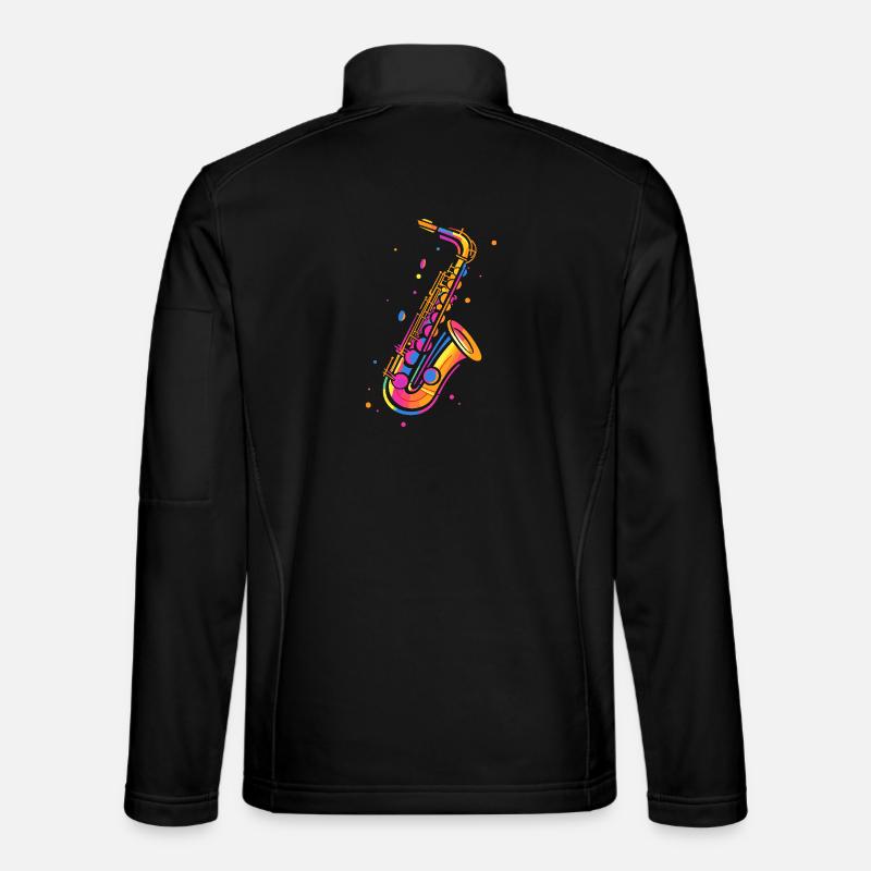 Retro Saxophon - Unisex Softshelljacke - Schwarz