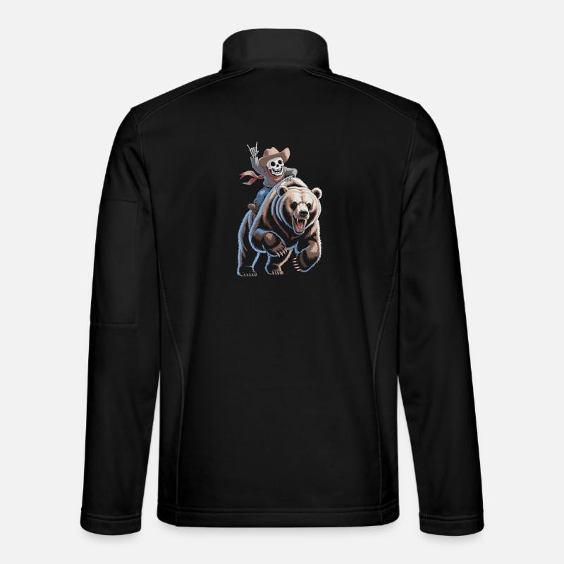 Skelett Cowboy auf Bär - Unisex Softshelljacke - Schwarz
