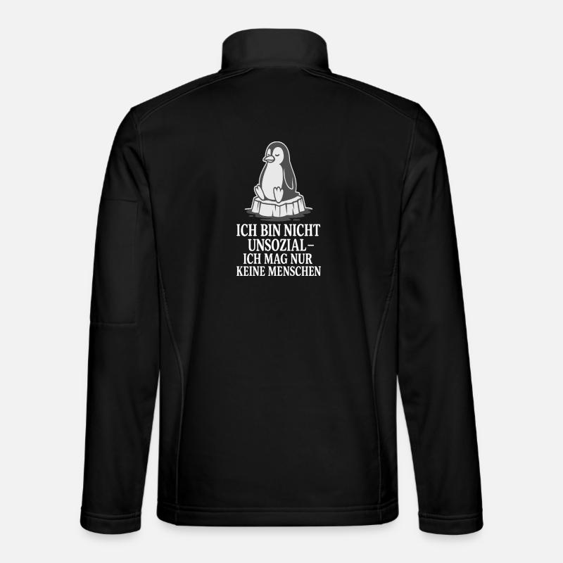 Pinguin auf Eis mit Spruch - Unisex Softshell Jacket - black
