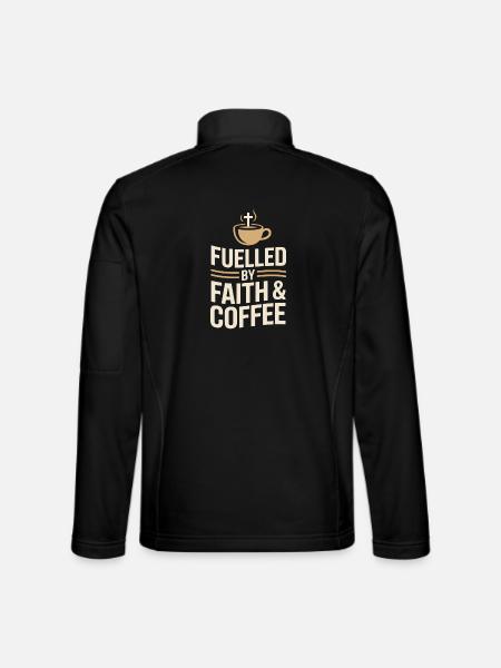 Fuelled By Faith And Coffee Christlicher Spruch - Unisex Softshelljacke - Schwarz - Hinten