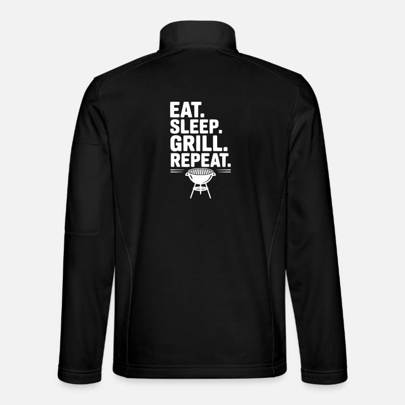 Eat. Sleep. Grill. Repeat. - Unisex Softshell Jacket - black