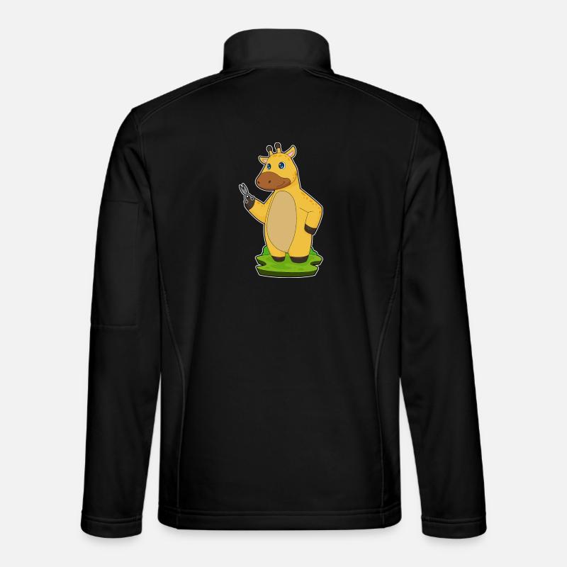 Giraffe Friseur Schere - Unisex Softshelljacke - Schwarz