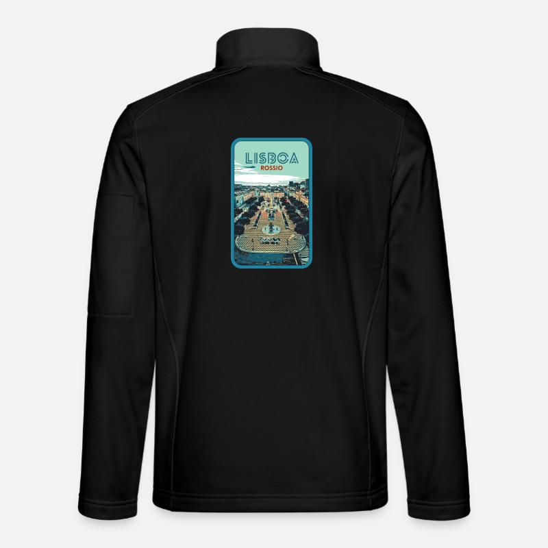 Illustration Rossio-Platz, Lissabon - Unisex Softshelljacke - Schwarz