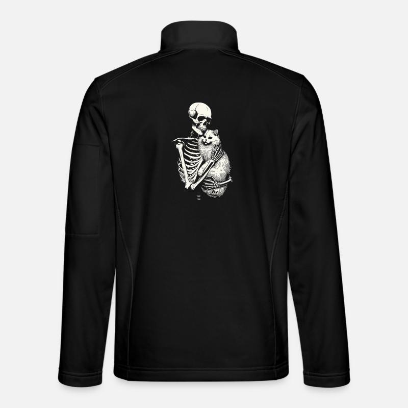 Skeleton hugging cat - Unisex Softshell Jacket - black