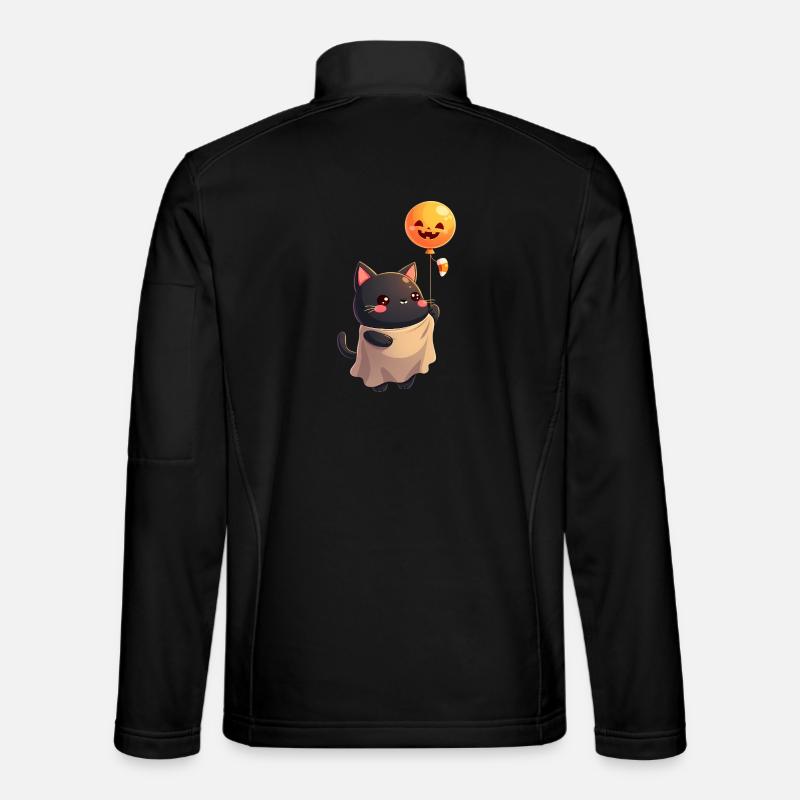 Halloween Cat with Halloween Pumpkin - Unisex Softshell Jacket - black