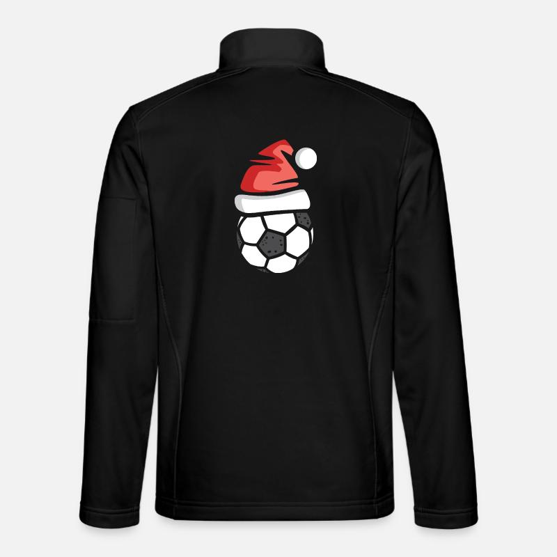 Christmas football with Santa hat - Unisex Softshell Jacket - black