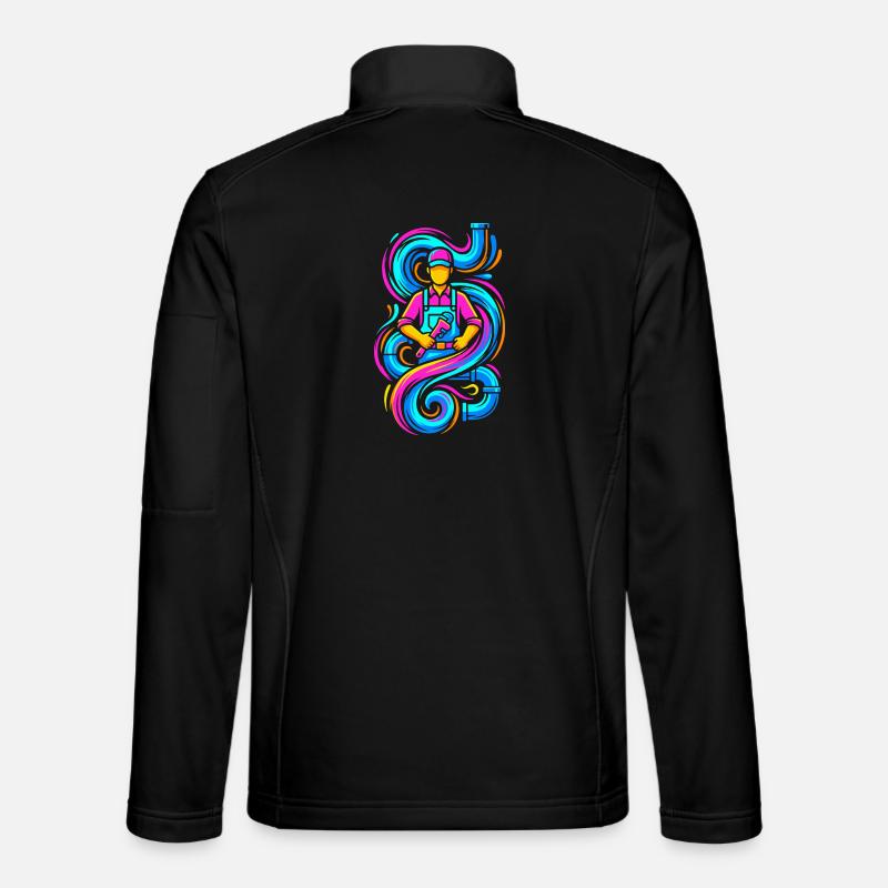 Klempner mit Schraubenschlüssel - Unisex Softshelljacke - Schwarz