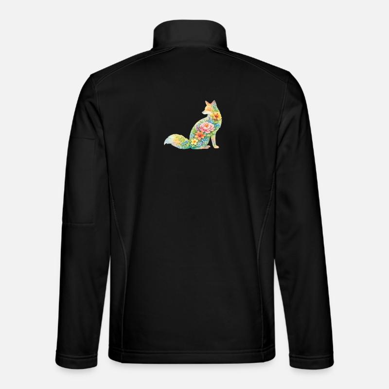 Fuchs Aquarell Silhouette Blumen - Unisex Softshelljacke - Schwarz