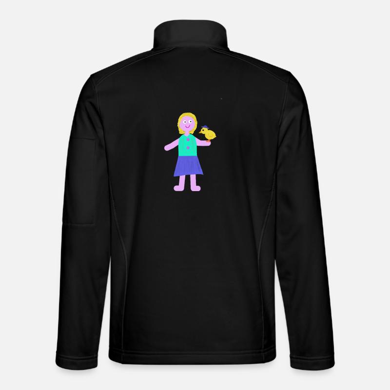 Lächelndes Mädchen Küken Huhn - Unisex Softshelljacke - Schwarz