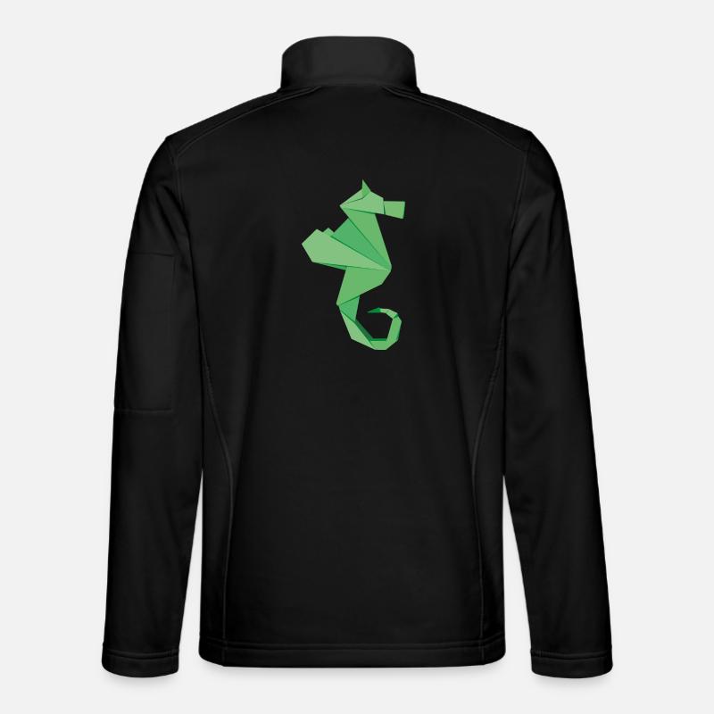 abstrakte Seepferdchen Abzeichen im Origami-Style - Unisex Softshelljacke - Schwarz