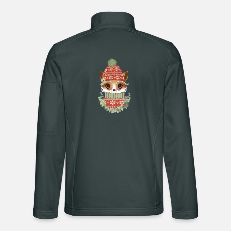 niedlicher Fuchs mit Pullover,Bommelmütze & Kranz Unisex Softshelljacke