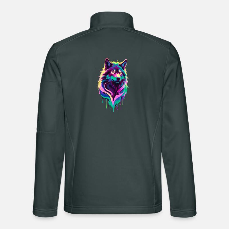 loup coloré graffiti tête de loup Veste en tissu softshell Unisexe
