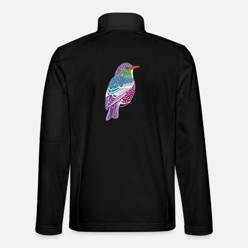 Mehrfarbiger Vogel - Unisex Softshelljacke - Schwarz