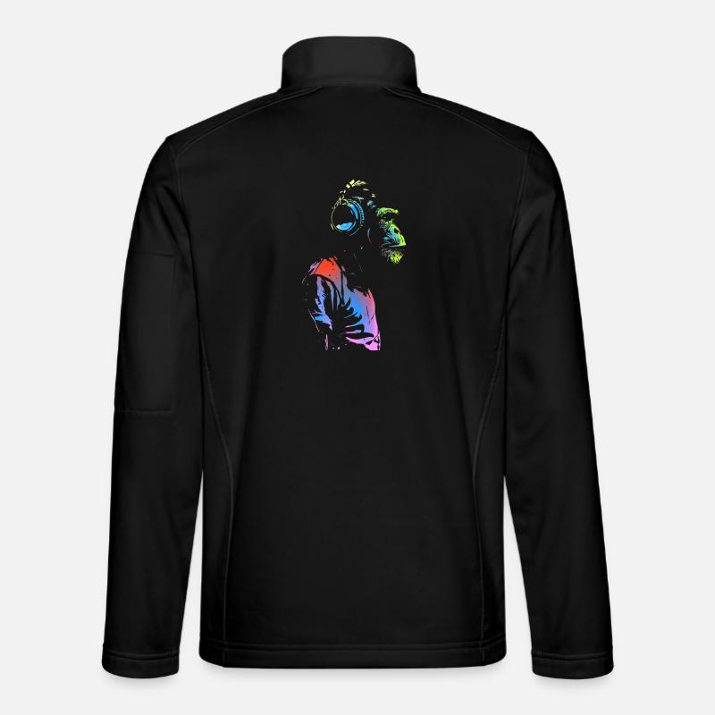 Singe avec des écouteurs 🎧 - Veste en tissu softshell Unisexe - noir