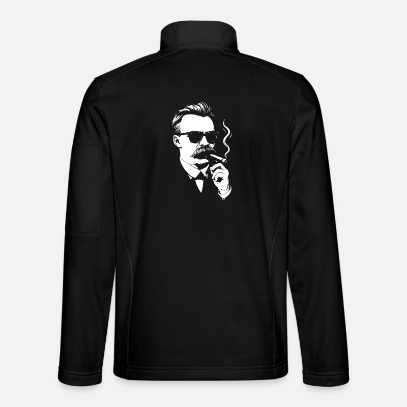 Retro Noir Friedrich Nietzsche raucht eine Zigarre Unisex Softshelljacke