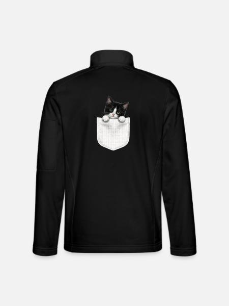 Cat Pocket jette un coup d’œil à un chat mignon dans la poche - Veste en tissu softshell Unisexe - noir - Dos