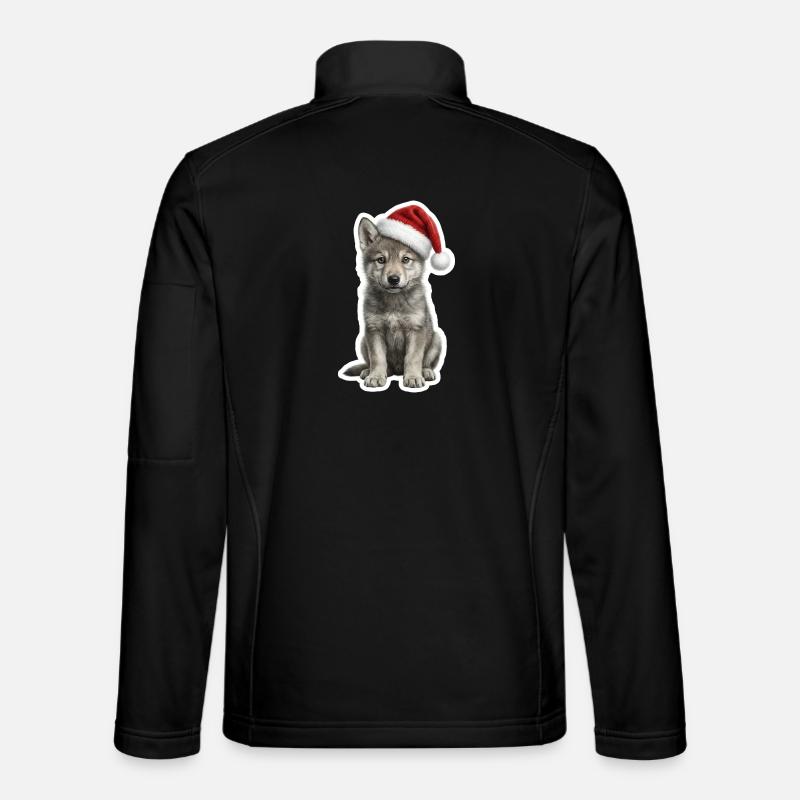 Wolf-Welpe - Niedliche Weihnachtsmütze - Unisex Softshelljacke - Schwarz
