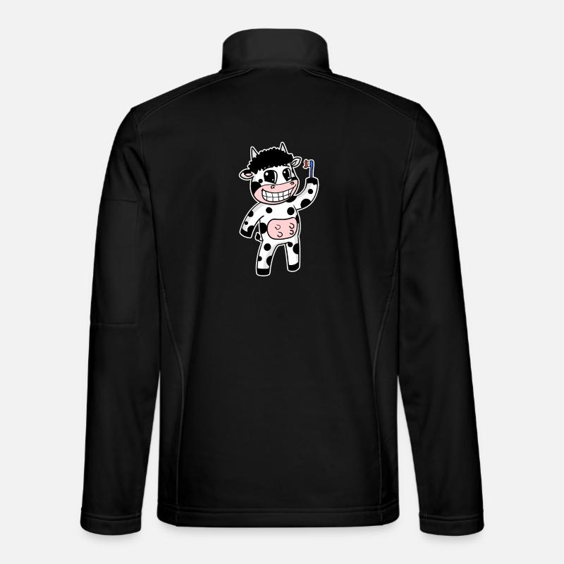 Cow with toothbrush - Unisex Softshell Jacket - black