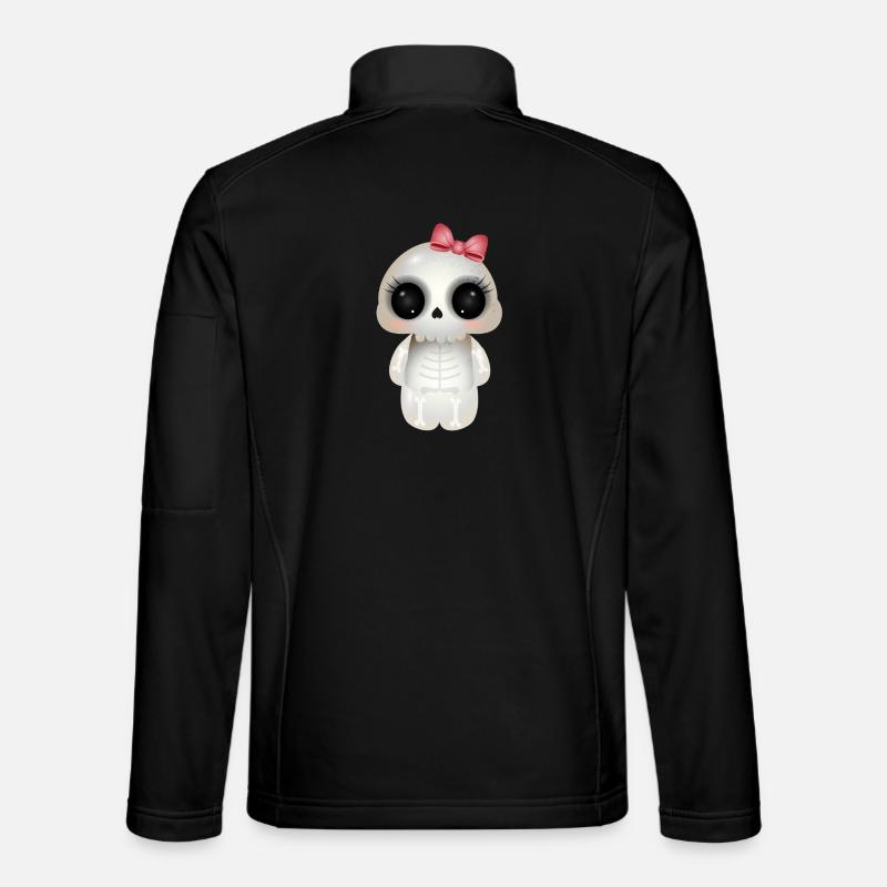 cute skull with pink bow - Unisex Softshell Jacket - black