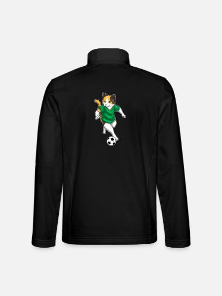 Cat Soccer Player Soccer - Unisex Softshell Jacket - black