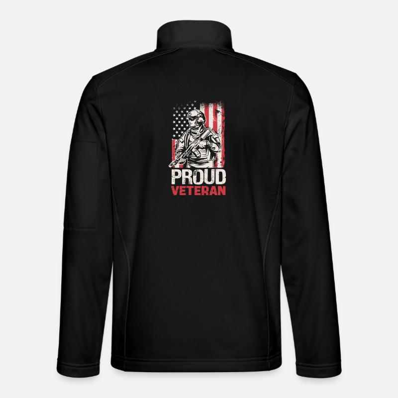 Stolzer Veteran mit US-Flagge - Unisex Softshelljacke - Schwarz