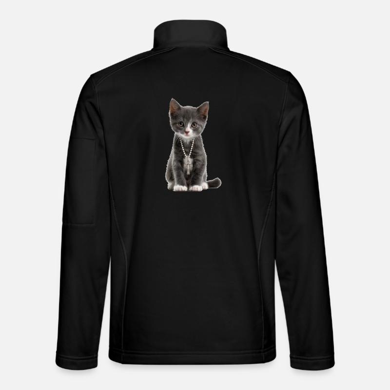 Collier croix de chat chrétien - Veste en tissu softshell Unisexe - noir